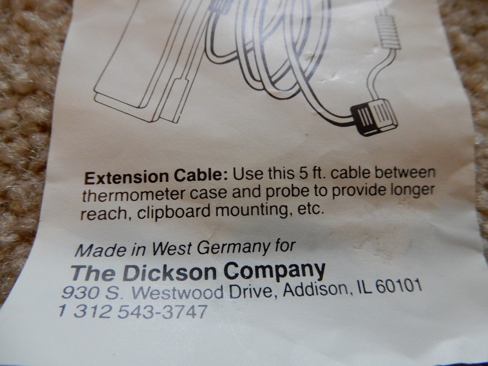 DICKSON TEMPERATURE TEMPROBE 1 EXTENSION CABLE