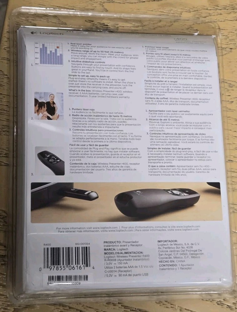 NEW SEALED Logitech R400 Presenter Remote Control & Laser Pointer 910-001354