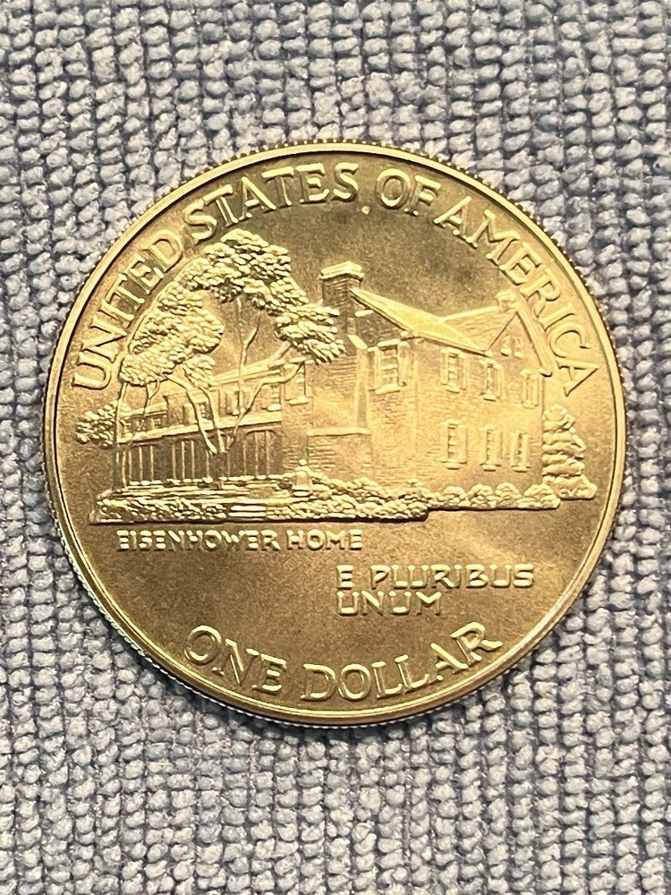 1990 P Eisenhower Centennial Uncirculated Silver Dollar Capsule