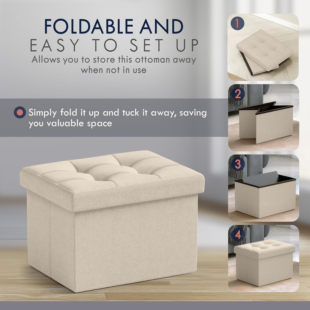Home Small Storage Ottoman Foldable Collapsible Rectangle Ottoman Foot Rest