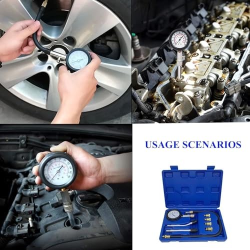 Compression Tester Kit, Standard Compression Tester Petrol 0-20 Bar & 0 blue