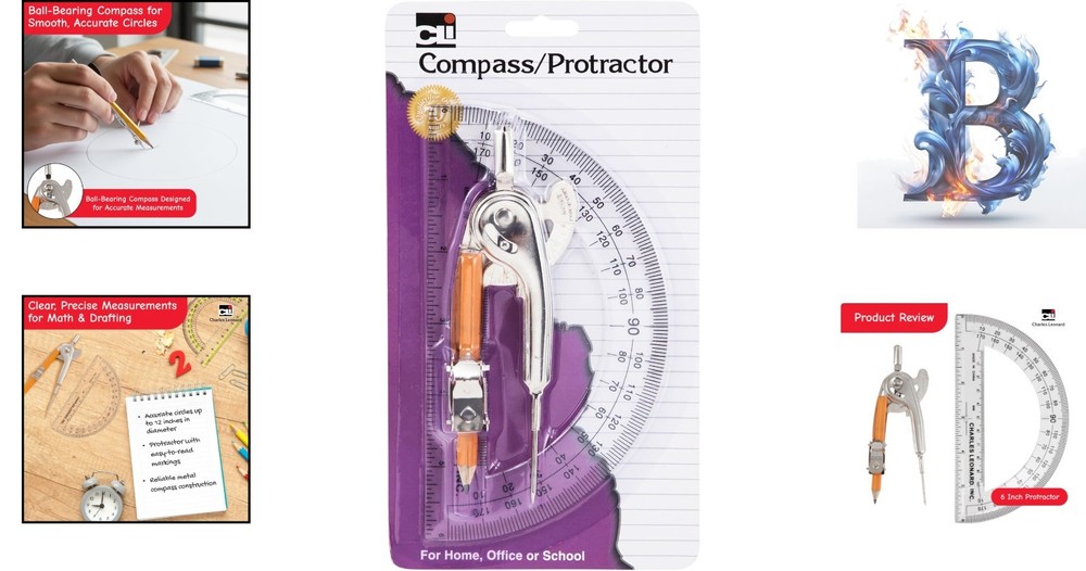 Accurate Ball Bearing Compass and Protractor Combo for Students & Professionals