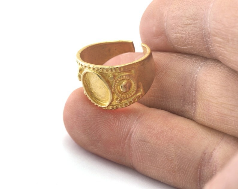 Ring Adjustable Ring Bezel Raw brass (16.5mm 6US inner size - Adjustable ) 2545