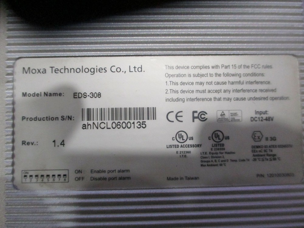 Moxa Technologies Model: EDS-308. 8-Port EtherDevice Switch. <