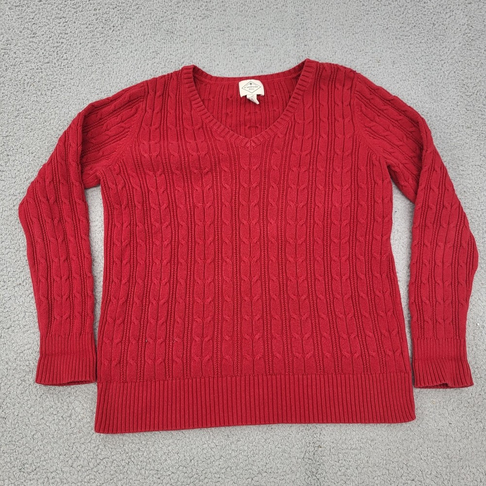 St. John's Bay Sweater Womens Medium Red Cable Knit Pullover