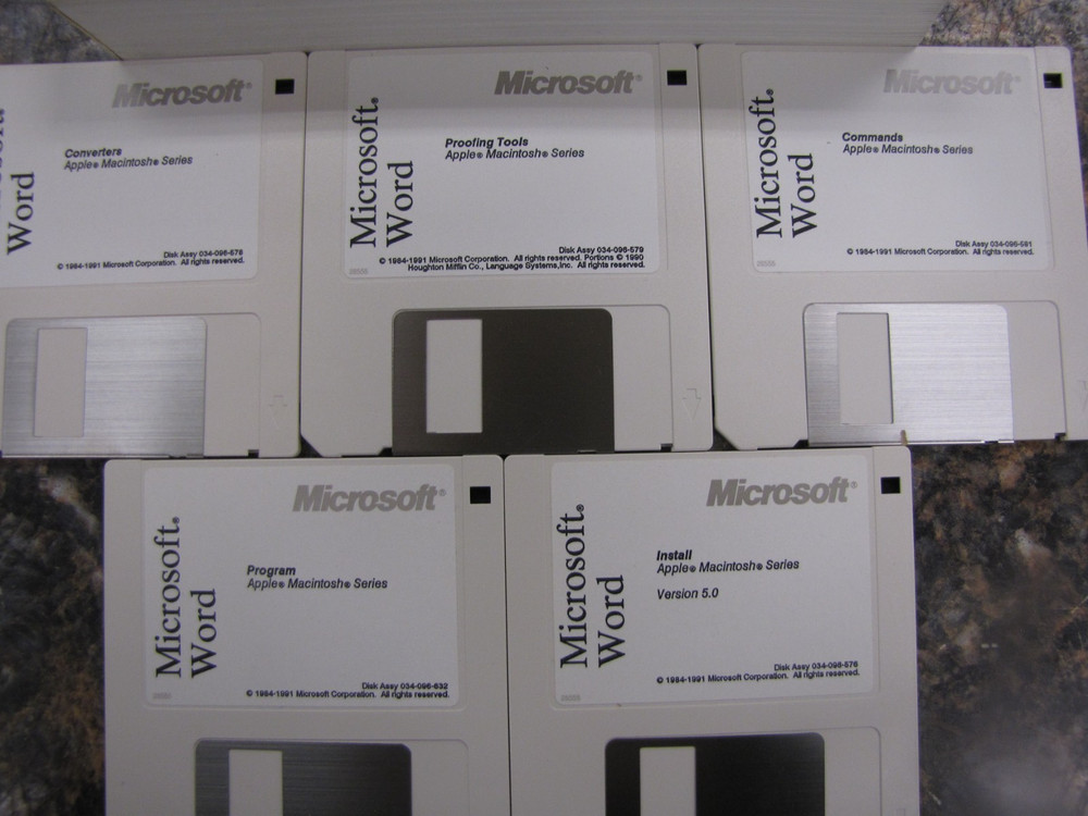 Microsoft Word 5.0 Version Software -Apple Macintosh Series w/ User Guide -NA20