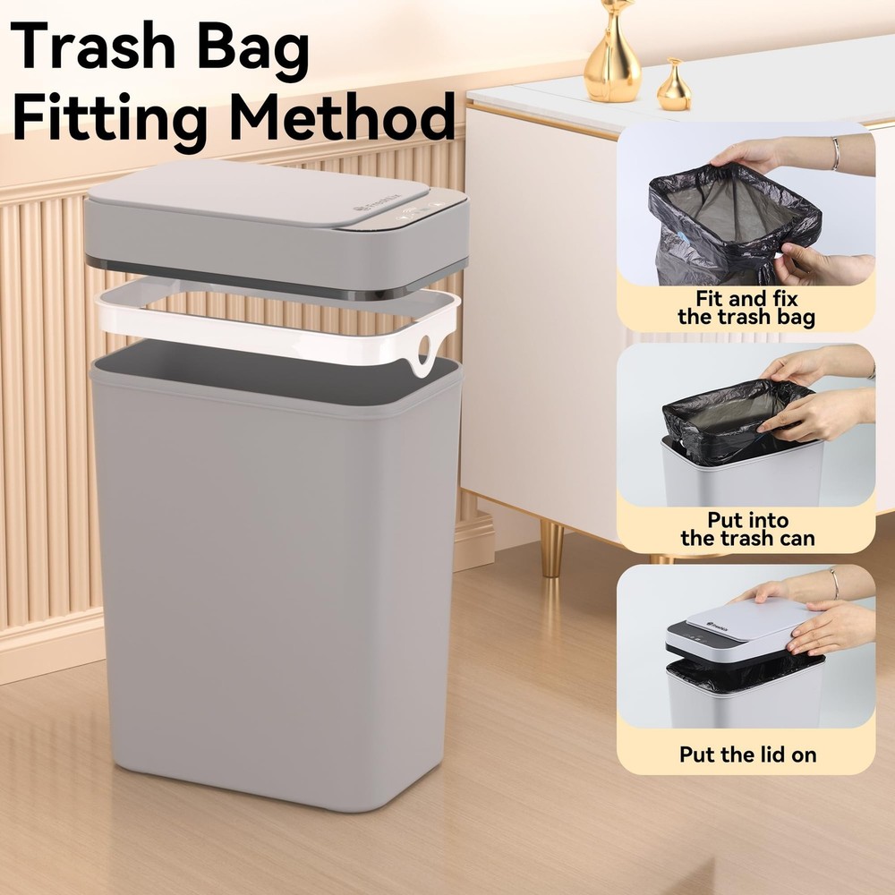 3 Pack Bathroom Trash Can 2.6 Gallon Small Touchless Automatic Motion Sensor ...