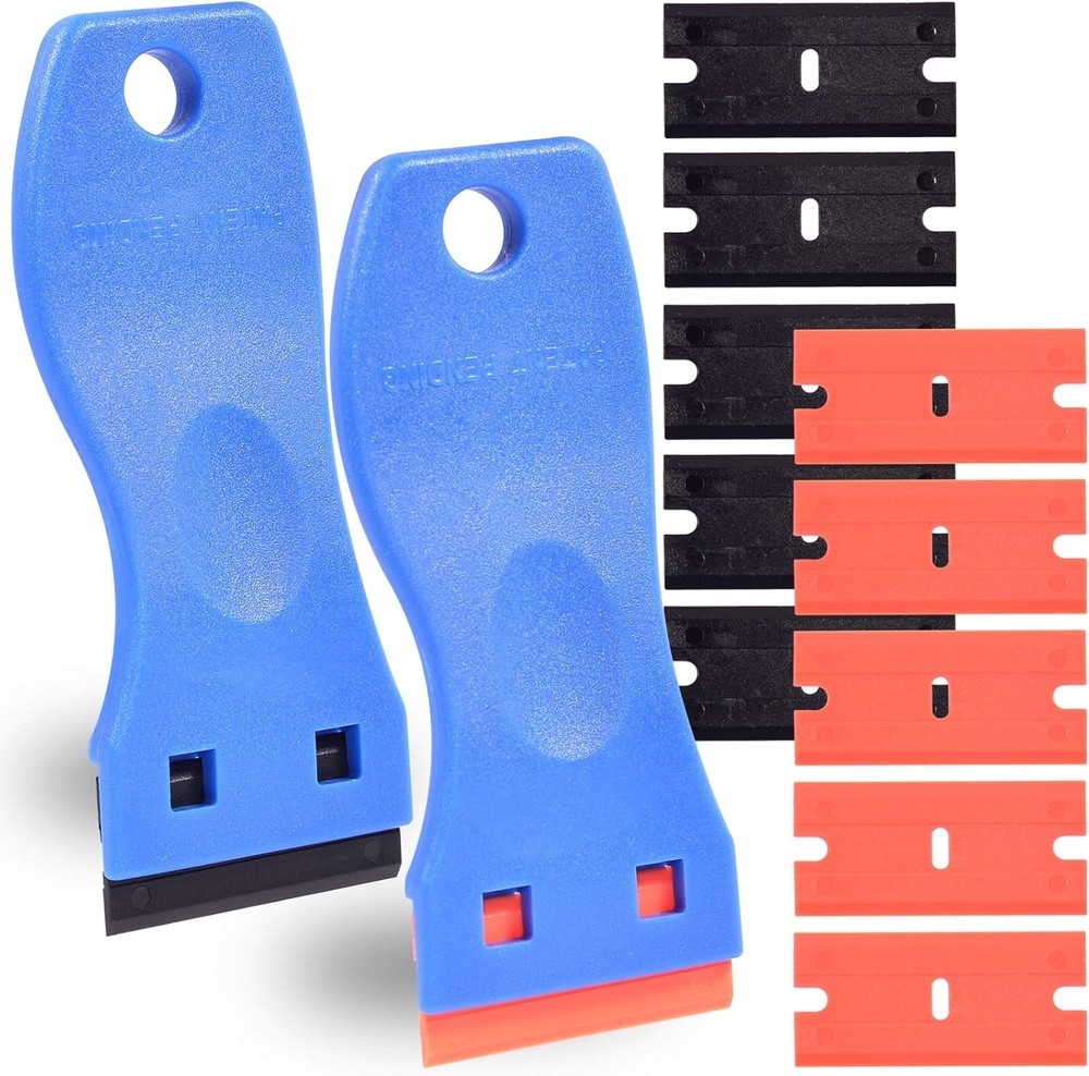 2pcs 1.5” Plastic Razor Scraper with Comfort Handle, Multipurpose Double Edge