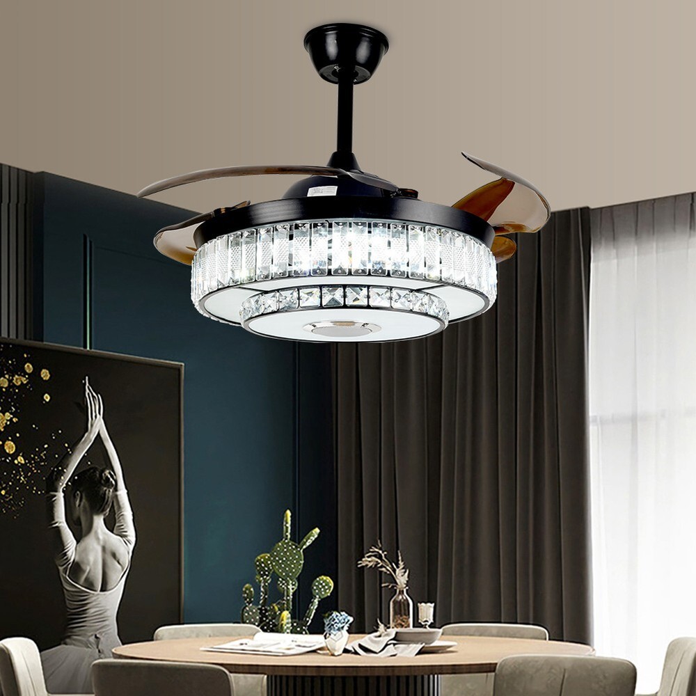 42" black frequency conversion colorful bluetooth remote control fan light