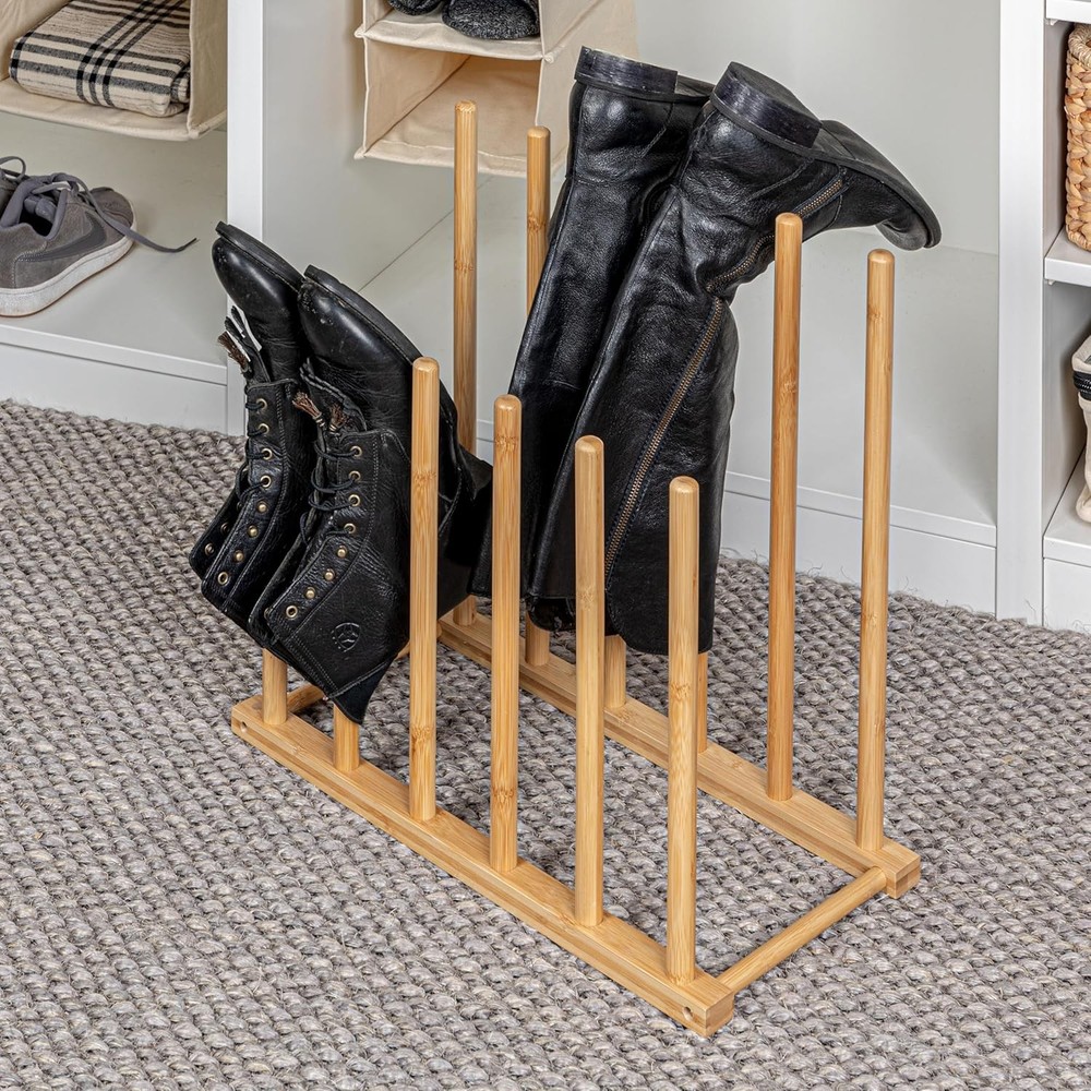 Bamboo 6 Pair Boot Rack Natural