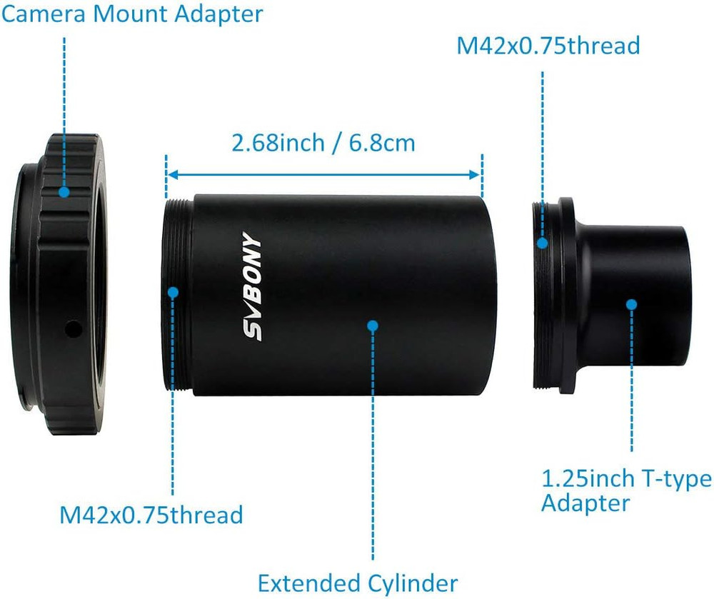 T2 T-Ring Adapter Canon EOS 1.25” Telescope & Microscope Mount