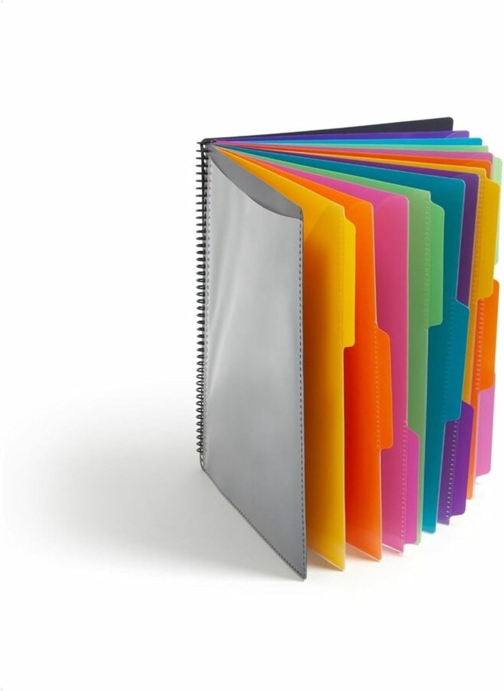 Project Organizer Poly 24 Pockets Letter Size Bright Tabs Water Resistant