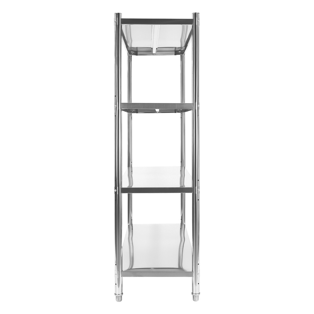 4 Tier Adjustable Shelf Storage, Stainless Steel Heavy Duty Shelving Silver