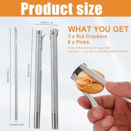 9 Pcs Nut Cracker Tool Crab Crackers and Tools with 3 Nutcrackers and 6 Picks