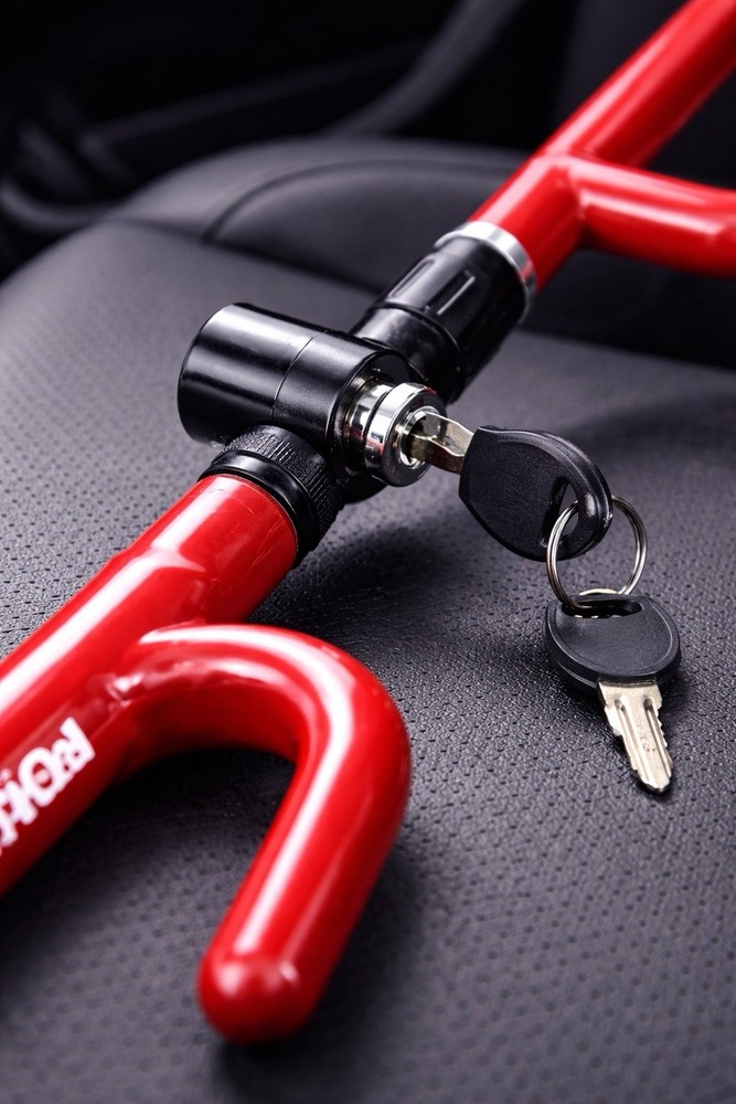 Anti-Theft Steering Wheel Lock Double Hook Keyed Extendable Car Van Security