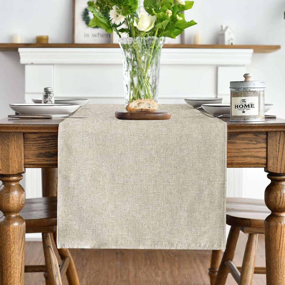 Artoid Mode Light Brown Table Runner, Seasonal Fall Washable Kitchen Dining Tabl