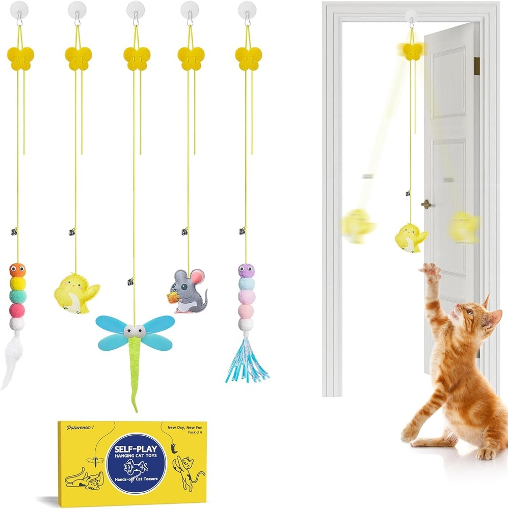 Interactive Cat Feather Toys, Cat Teaser Retractable Hanging