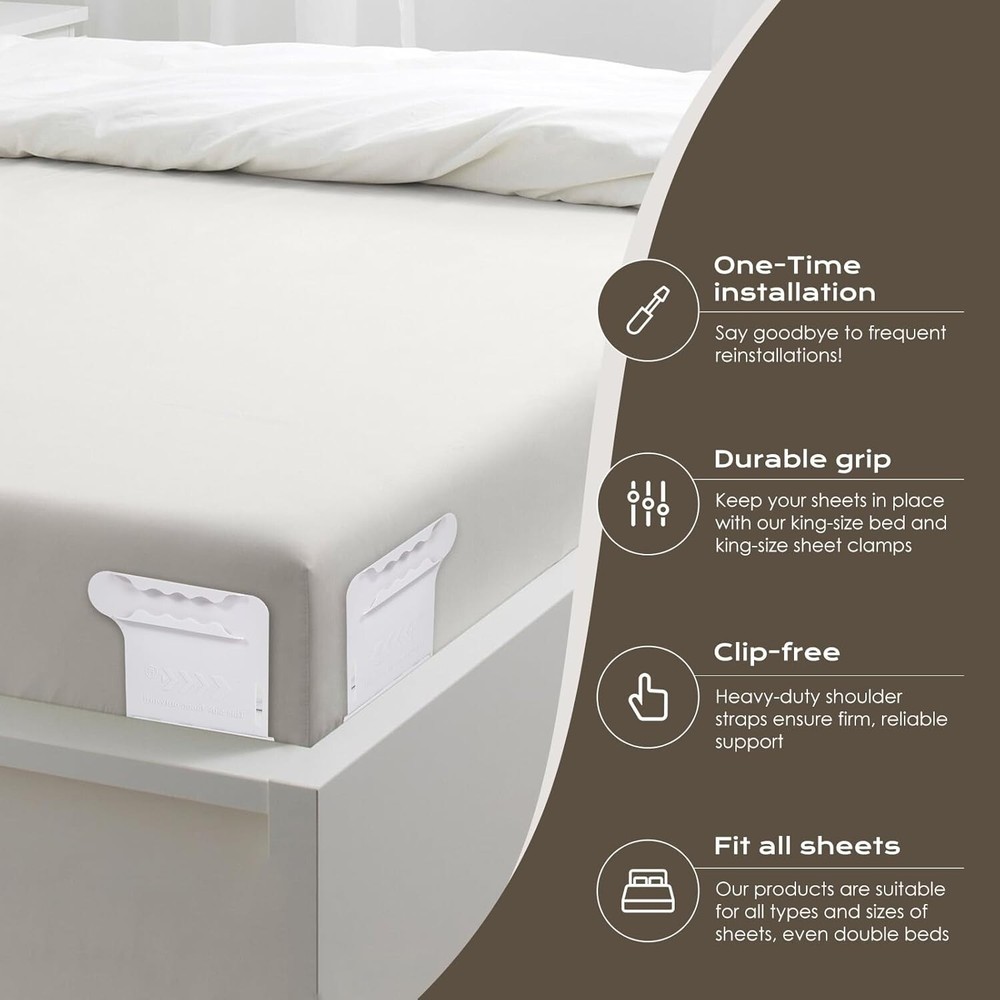 DUOCOSY Sheet Holders Fitted Sheet Holder Lock Sheet Holders Keep Sheets Neat