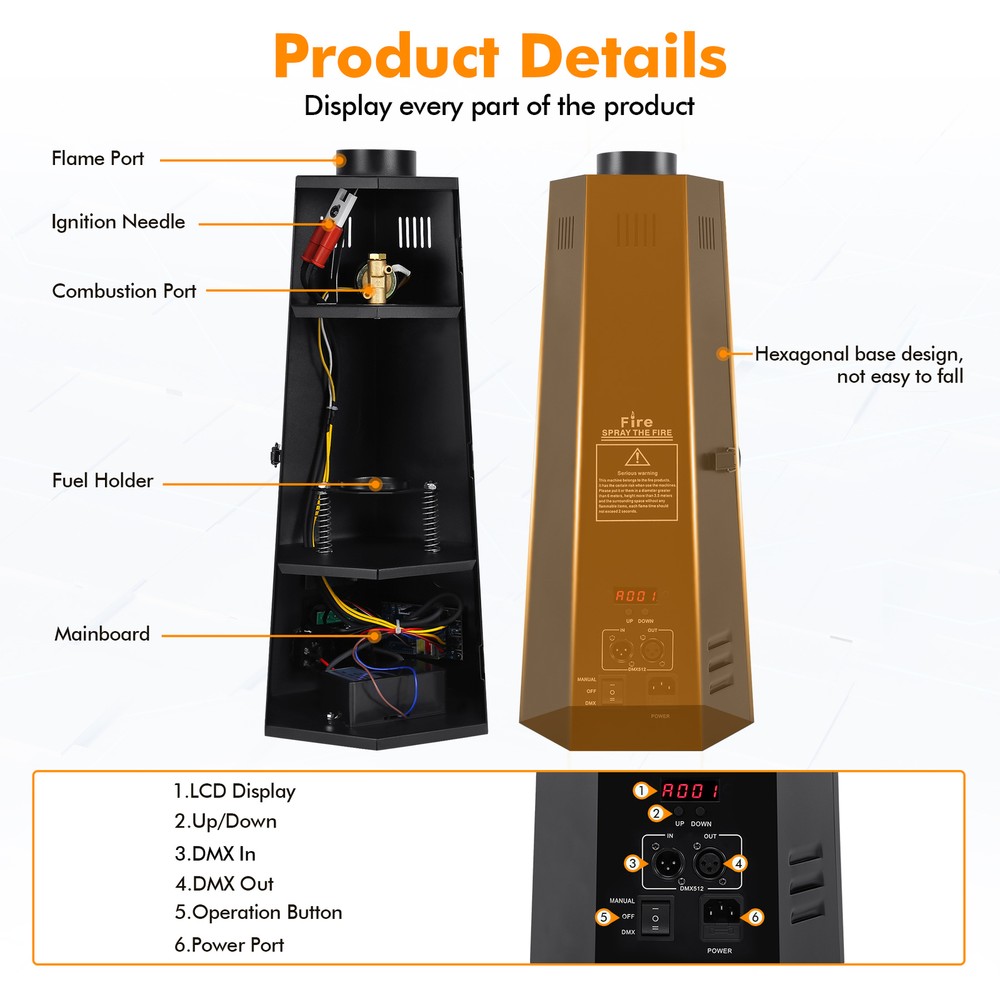 2x 200W Fire Thrower Flame Machine Projector Stage Effect Disco Concert Show