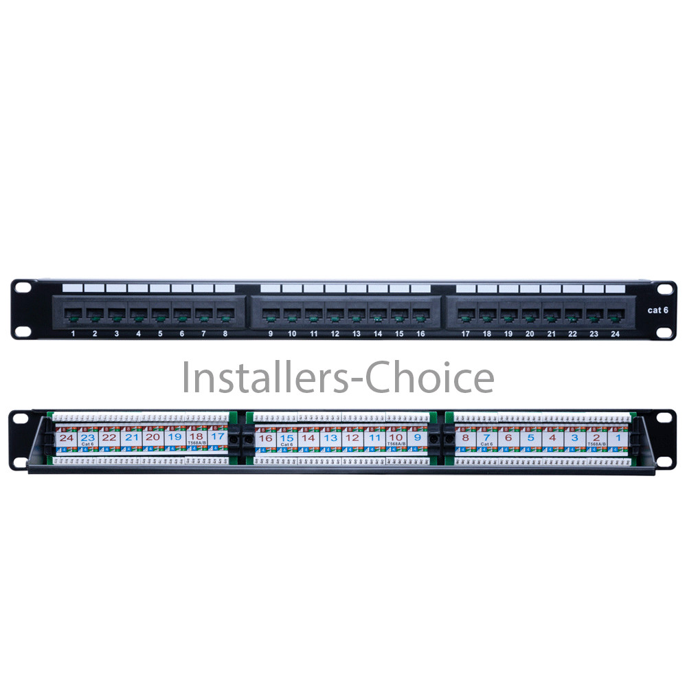 24 port Cat6 UTP Patch Panel RJ45 110 Type 1U Lan Network
