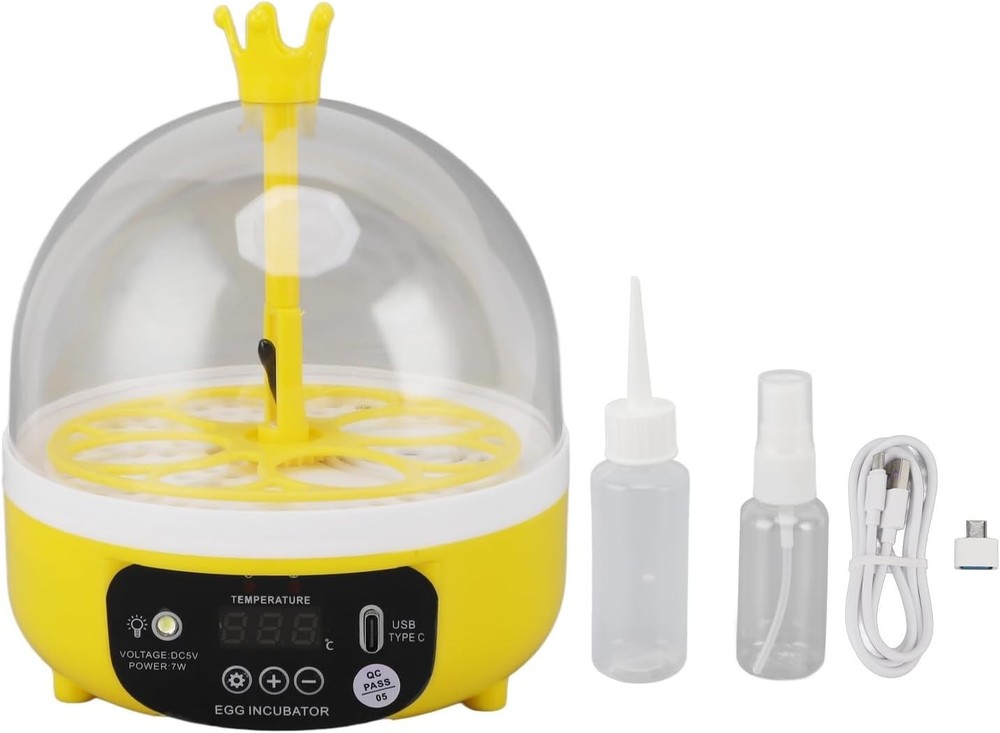 Mini Egg Incubator with Automatic Temperature Humidity Control, Transparent L...