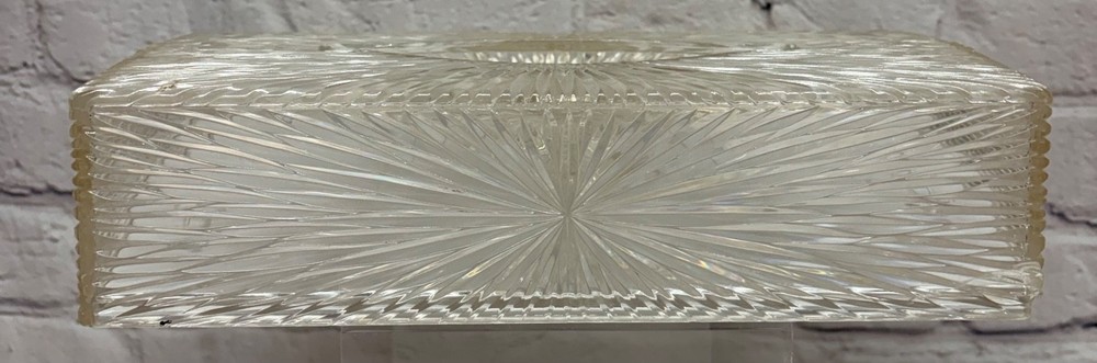 Vtg Tissue Box Holder Clear Acrylic Lucite Plastic Sunburst Pattern Wall Mount