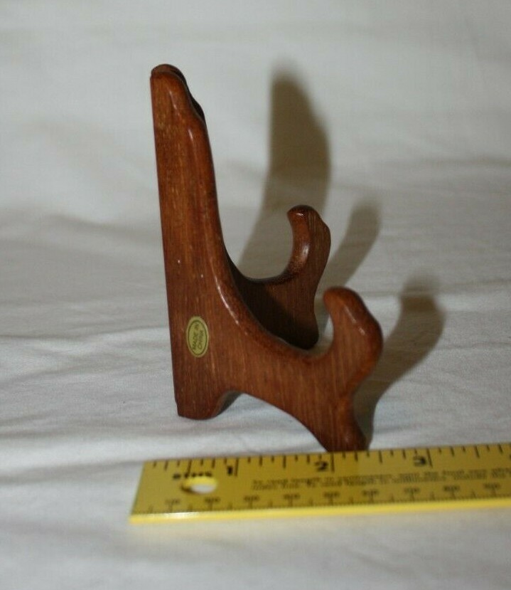 4" Hinged Teak Finish Display Easel