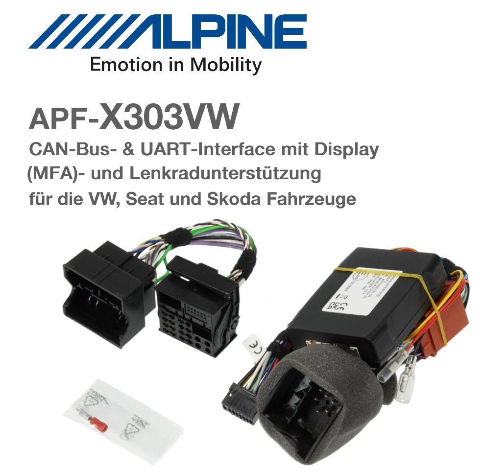 Alpine APF-X303VW CAN Bus & UART Interface with Display MFA Steering Wheel Su...