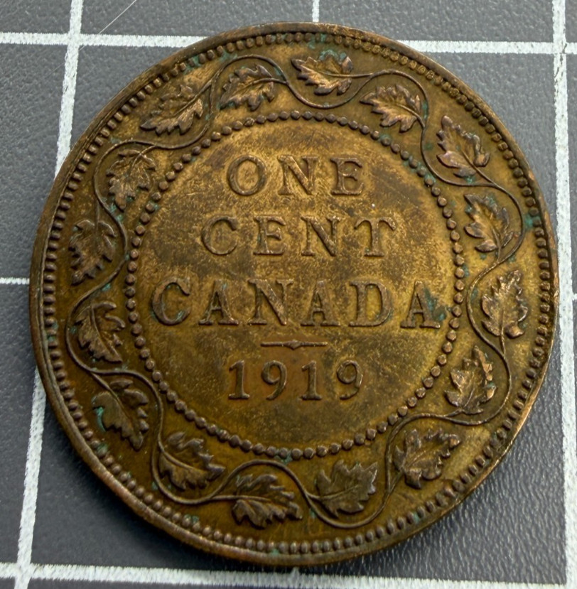 1919 Canada One Cent 1c Copper Coin