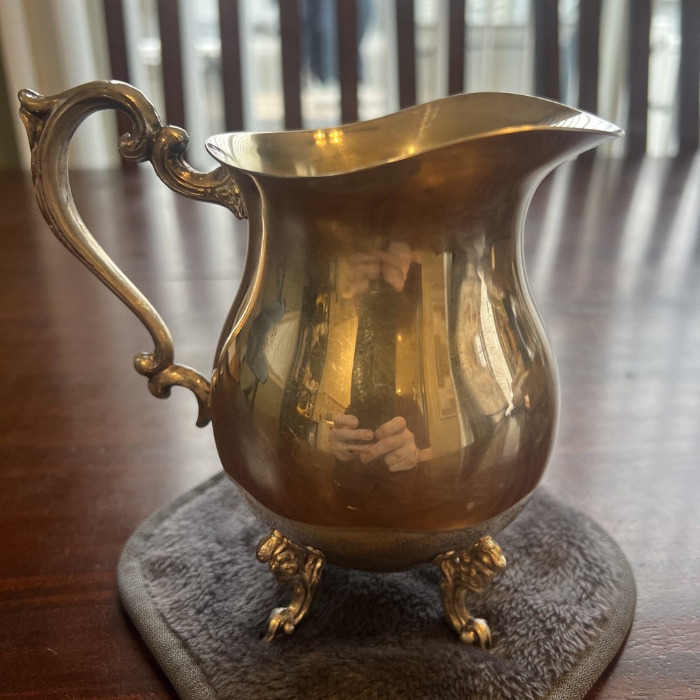 Vintage Sheridan Silver On Copper Creamer Pitcher