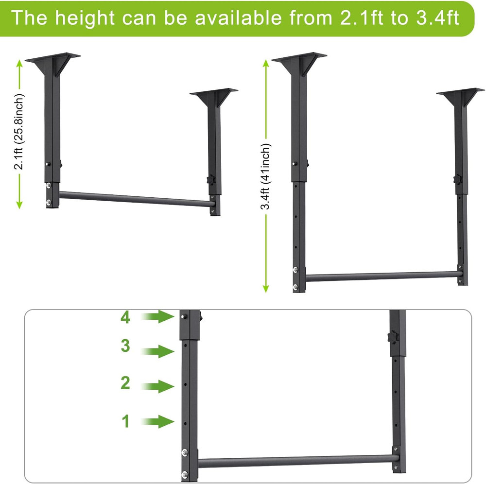 48" Ceiling Mounted Pull up Bar, Heavy Duty Multi-Grip Chin up Bar,Mounted Pull