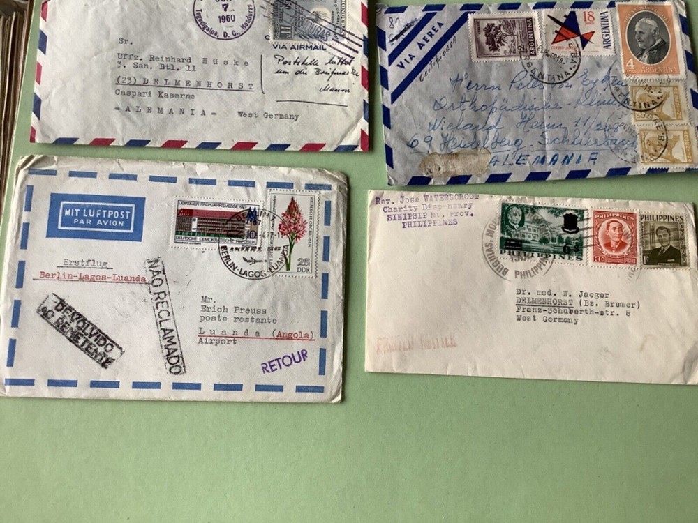 Airmail flight cover mixed world 9 items Ref A1458