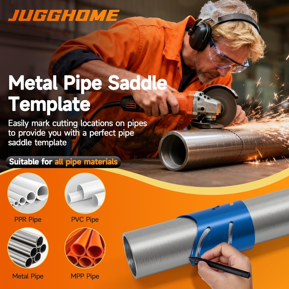 Pipes Saddle Template,Metal Pipe Cutting Guide Kit,Pipe Coping/Notching Tool,...