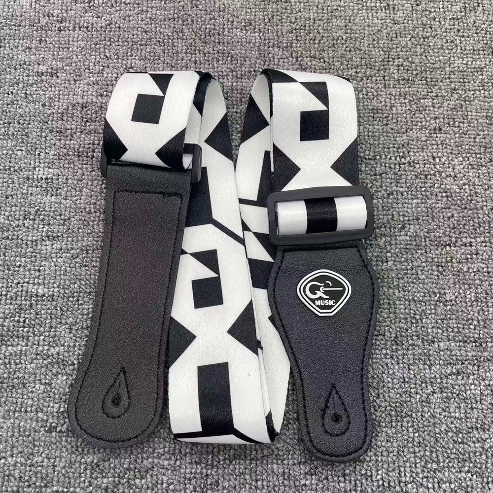 White & Black Letter Pattern - Guitar Strap High quality