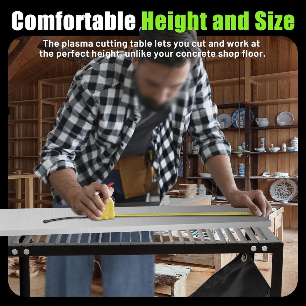 250 LBS Plasma Cutter Table with Replaceable Slats & Fireproof Welding Blanket