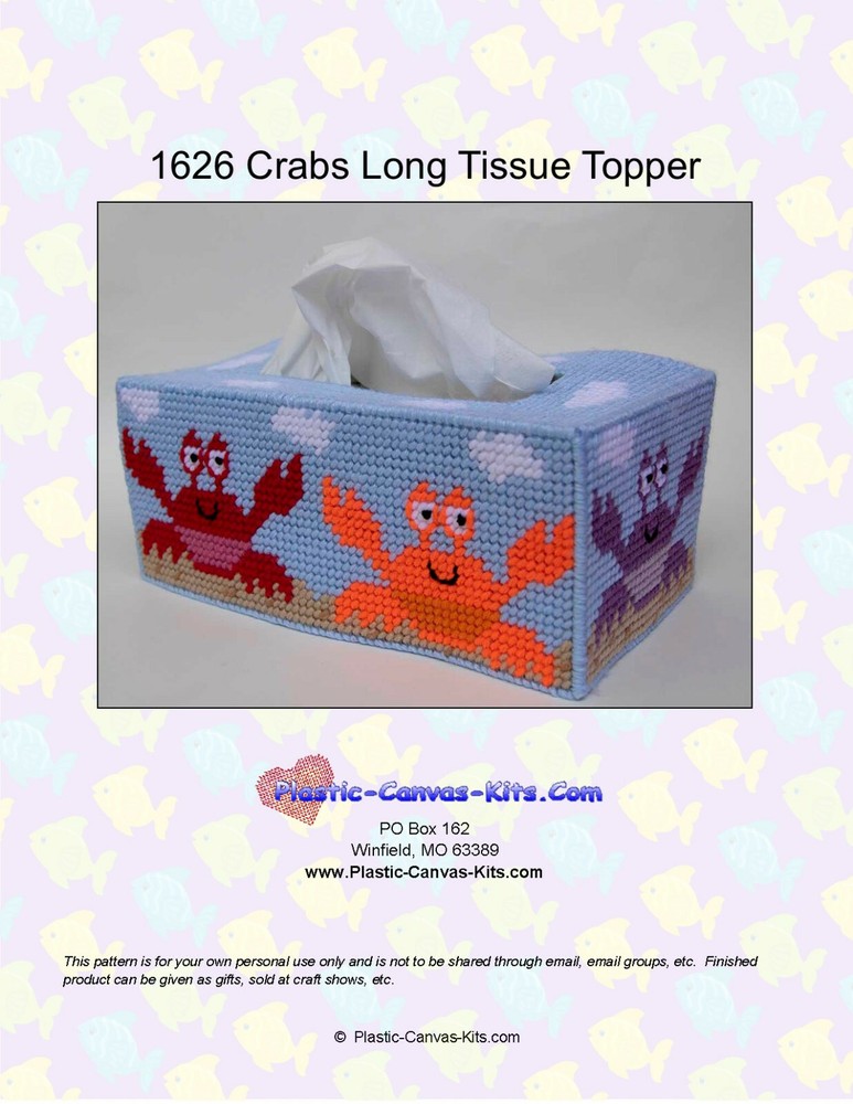 Crabs Long Tissue Topper-Christmas-Plastic Canvas Pattern or Kit
