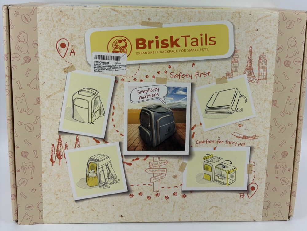 BRISKTAILS EXPANDABLE BACKPACK FOR SMALL PETS-GREY