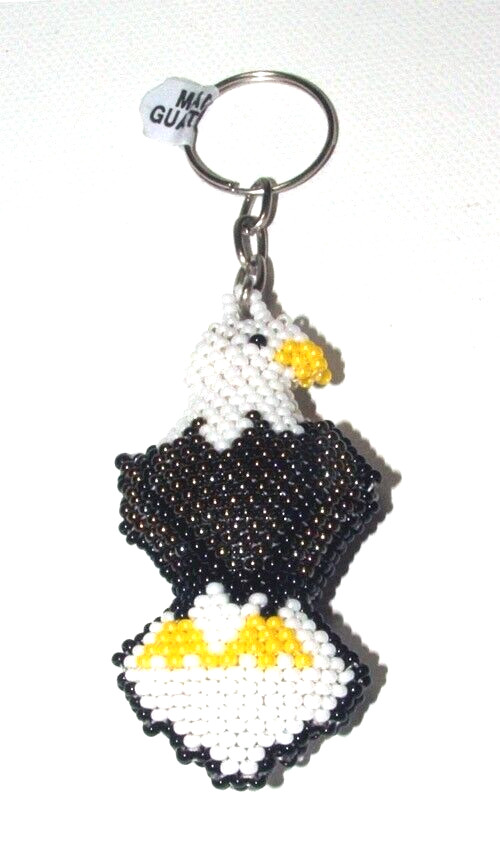 2.5" Bald Eagle Beaded Keychain Double Sided Handmade New