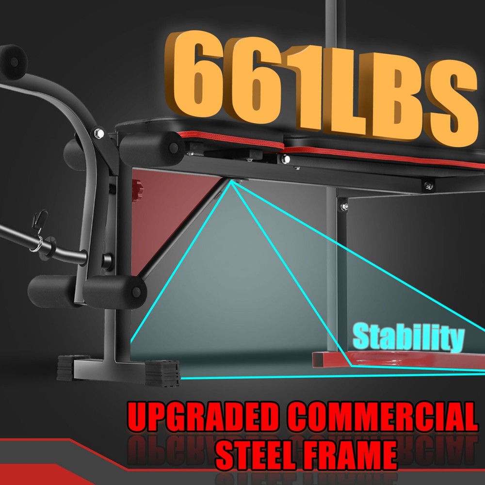 Adjustable Weight Bench Set with Squat Rack, Leg Developer & Preacher Curl Pad-⭐