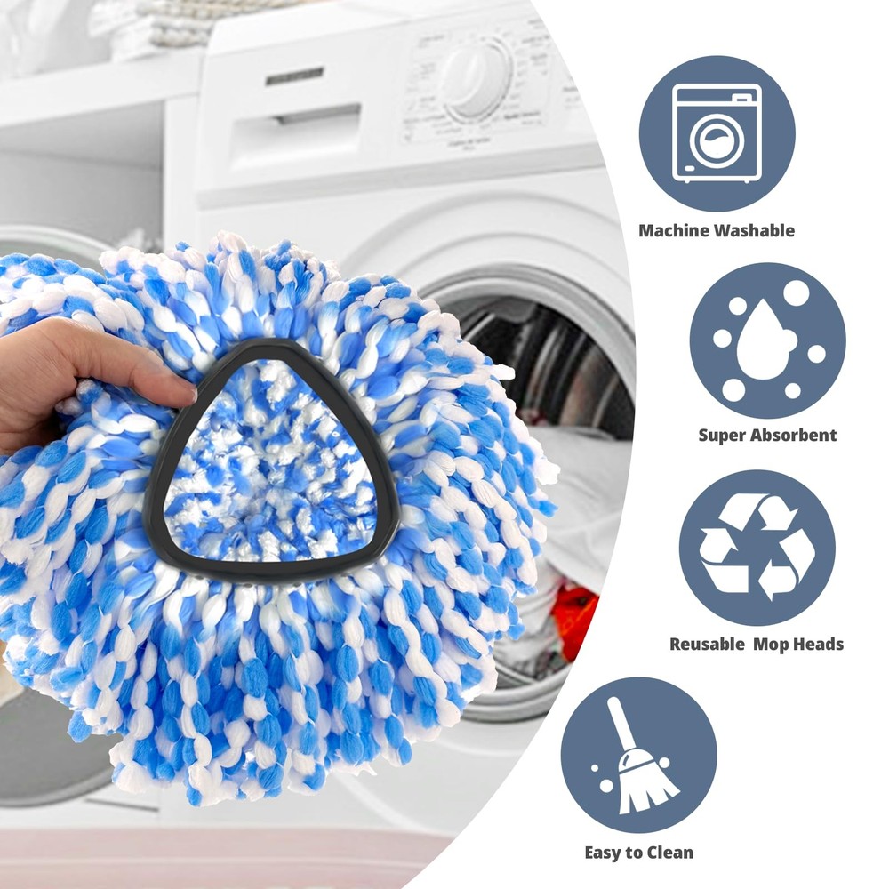 2-Tank System Spin Mop Head 3 Pack Mop Head Compatible RinseClean System Micr...