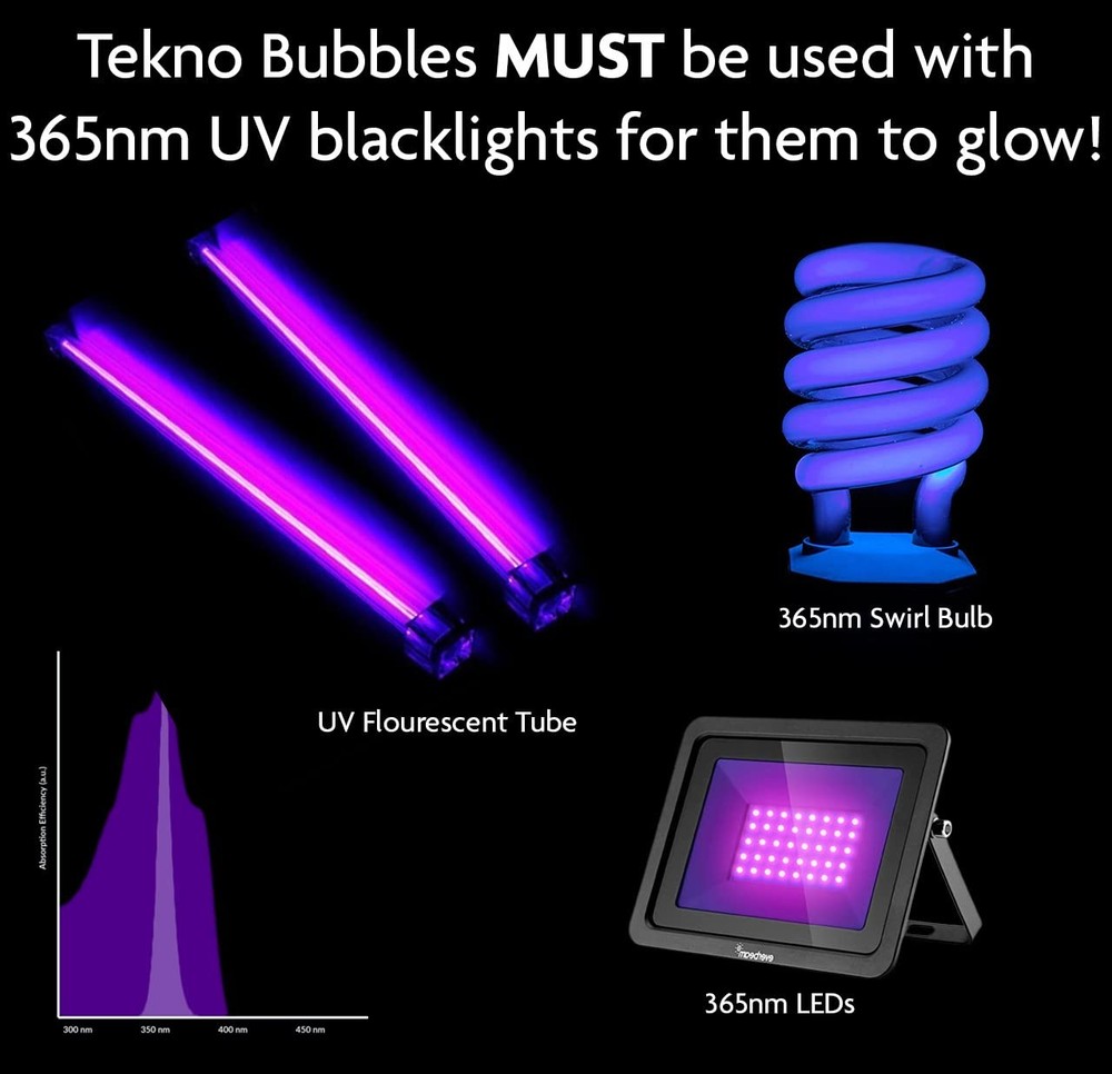 UV Glow Bubble Solution 4 oz Bottles Gold Blue Blacklight Bubbles 2 Pack