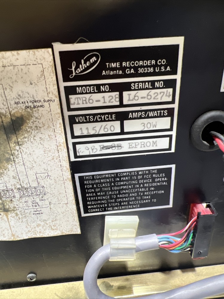 Lathem LTR6-128 Digital Master Clock Control Bell Ringer Time. Missing Key. Used