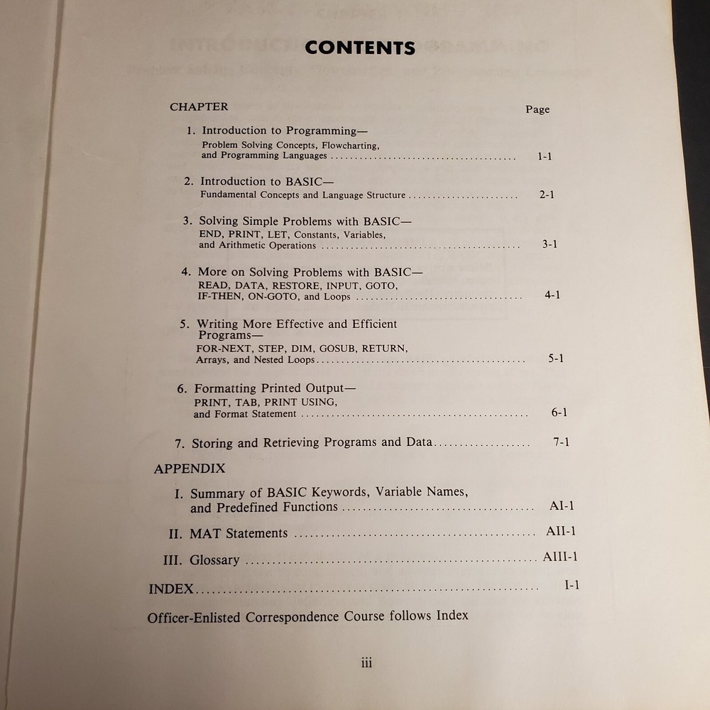 Introduction to Programming in Basic 1983 Navedtra 10079-2 Naval Education PB