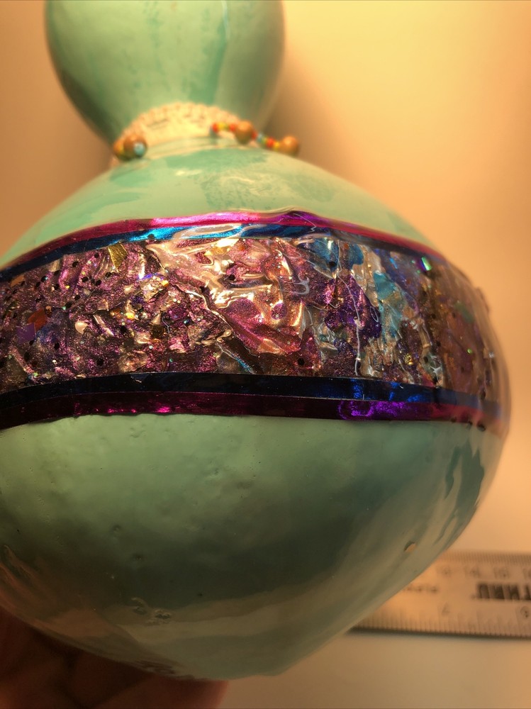 Gourd Hand Painted And Epoxy And Beaded