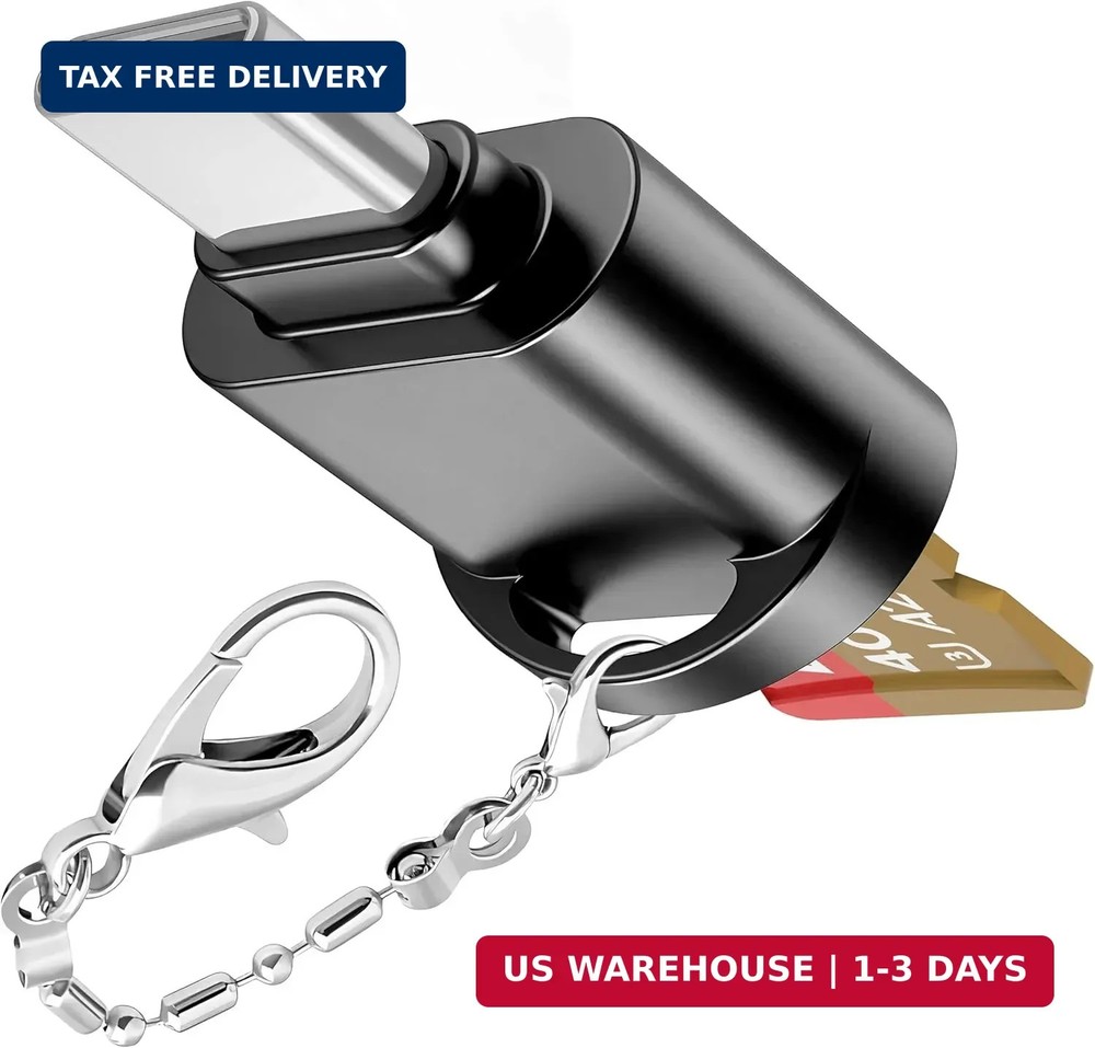 USB C Micro SD Card Reader for Android Phone, Camera, Laptop with Keychain, Mini