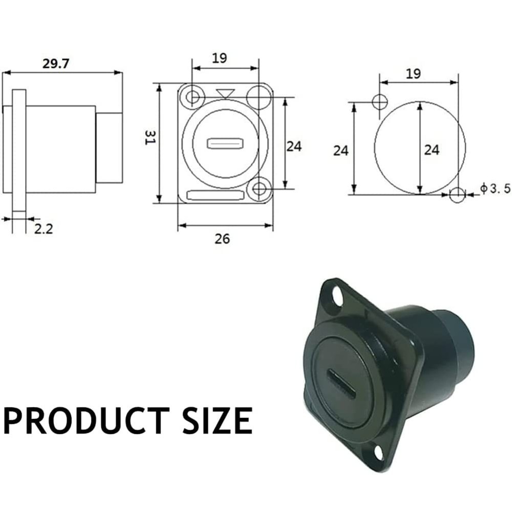 2PCS USB 3.1 Type C Panel Mount Coupler, D-Type Module USB C Pass Through Con...