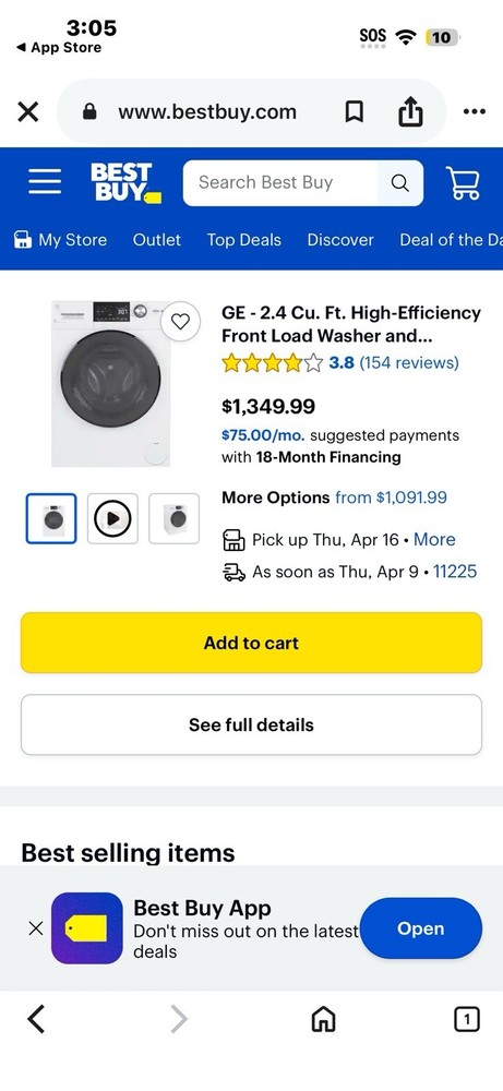 GE 2.4 Cu. Ft. High-Efficiency Front Load Washer Dryer Combo White Electric