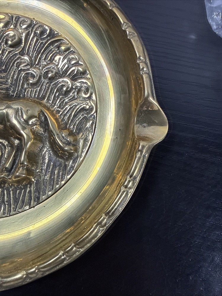 Vintage Solid Brass Ashtray Unicorn. New