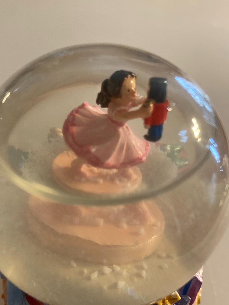 Nutcracker Christmas Mini Snow Globe, Glass, Clara w/ Her Doll, has air bubble