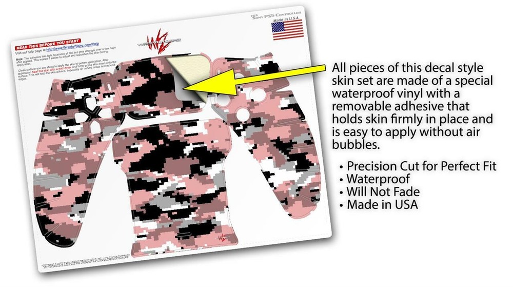 Skin Sony PS5 Controller WraptorCamo Digital Camo Pink
